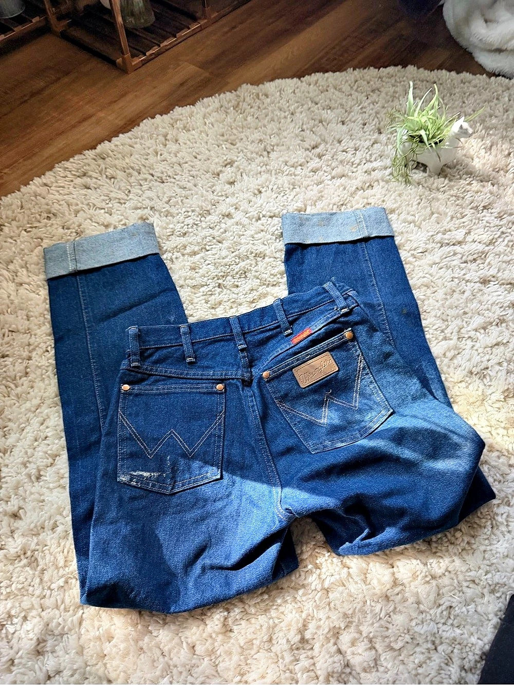 Wrangler super cute thick fashionable pocketed contrast Boot Cut Blue Jeans - Picture 2 of 7
